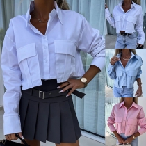 Fashionable Loose Long Sleeve Button-Down Shirt for Women