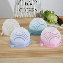 4 Pieces/set Thickened Plastic Vegetable Basin with Lid: Kitchen Fruit Salad Cutting Bowl and Vegetable Divider