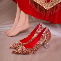 Transparent Prom High Heels with Embroidered Detail