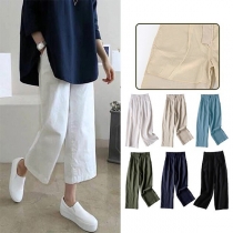 Comfy Casual Solid Color Straight-cut Pants