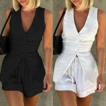 Street Fashion Two-piece Set Consist of Sleeveless Vest and Shorts