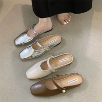 Elegant Square Toe Slip-on Flat Shoes