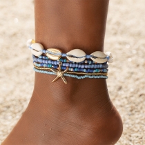 Bohemia Style Shell Bead Starfish Multi-layer Anklet
