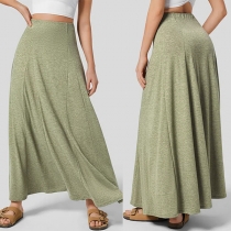 Casual Solid Color High-rise Maxi Skirt