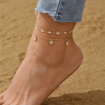Fashion Daisy Pendant Two-layer Anklet