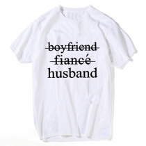 Loose Large Size Short-Sleeved T-Shirt: Couple Wear, Letter Print Design