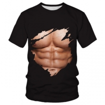 Funny 3D Muscle Print Short Sleeve T-Shirt