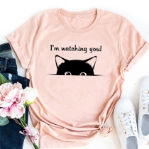 Women's T-Shirt with Cat Love Print
