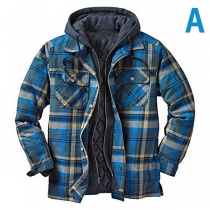 Classic Plaid Shirt Style Cotton Coat with Hood