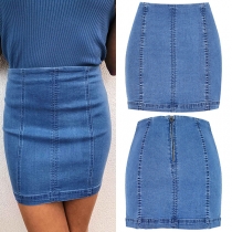 Vintage Old-wash Denim Skirt