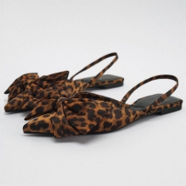 Leopard Print Bow Casual Ballet Shoes for Women