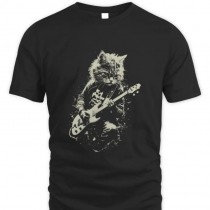 Cat Plays Guitar Rock T-Shirt