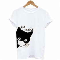 Cat Cartoon Pattern Short-Sleeve T-Shirt