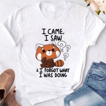 Funny Animal Pattern Printed Short Sleeve T-Shirt