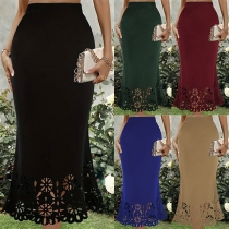Fashion Hollow Out Fishtail Hemline Skirt