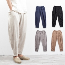 Loose Fit Linen-Cotton Harem Pants