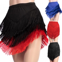 Fashion Irregular Hemline Tassel Dancing Skirt