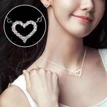 Fashion Rhinestone Heart Pendant Necklace