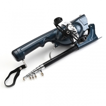 Portable Folding Fishing Rod with Line and Double Rocker Arm