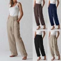 Comfy Self-tie Cotton and Linen Pants