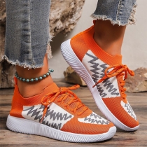 Comfy Contrast Color Printed Lace-up Sneaker