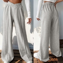 Casual V Elastic Waist Wide-leg Pants