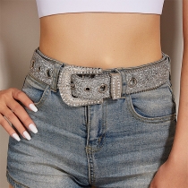 Rhinestone and Sequin Wide Belt: Decorative Jeans Belt