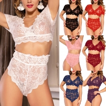 Sexy Semi-through Lace Two-piece Lingerie Set