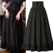 Vintage Double-breasted High-rise Skirt