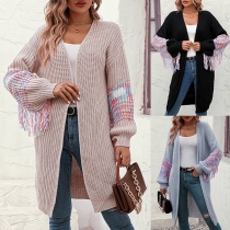 Fashion Colorful Tassel Long Sleeve Cardigan