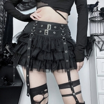 Gothic Style Multi-layer Strappy Mini Skirt