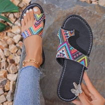 Ethnic Printed Flat Roman Sandals