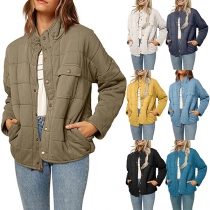 Fashion Solid Color Long Sleeve Quilted Thin Lightweight Jacket