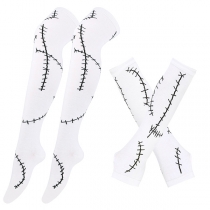Fright Stitching Pattern Socks and Gloves-Costume Accessories for Halloween/Christmas
