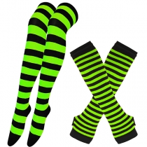 Cute Contrast Color Stripe Printed Socks and Gloves-Gift Idea for Thanksgiving Days/Cosplay/Christmas