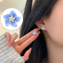 Cute Floral Shape Blue Earrings