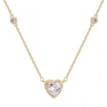 Fashion Heart Rhinestone Pendant S925 Necklace