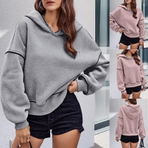 Fashion Solid Color Batwing Sleeve Hoodie Sweatshirt