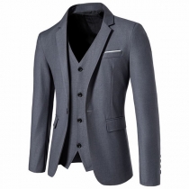 Men's Two-Piece Suit: Single-Button Blazer with Vest