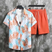 Floral Beach Set: Short-Sleeve Shirt and Shorts