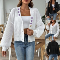 Fashion Floral Embroidered Long Sleeve Knitted Cardigan