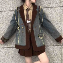 Vintage-Style Corduroy Suit: Jacket and Skirt Set