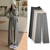 Floor-Length High-Waist Loose Drape Knit Palazzo Pants