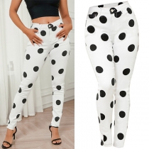 Fashion Dot Printed Mid-rise Skinny Denim Jeans