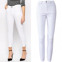 Fashion High-rise Skinny White Denim Jeans