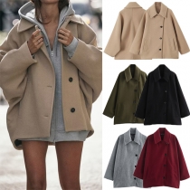 Vintage Stand Collar Batwing Long Sleeve Duffle Jacket