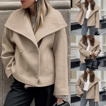 Fashion Big Lapel Long Sleeve Double-breasted Duffle Jacket