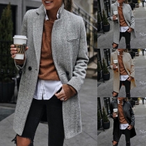 Fashion Notch Lapel Long Sleeve Duffle Jacket