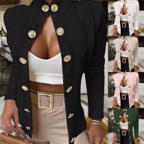 Fashion Double-breasted Long Sleeve Knitted Cardigan