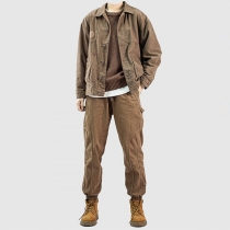 Retro Hunting Sports Suit – Casual Jacket and Work Pants Two-Piece Set
